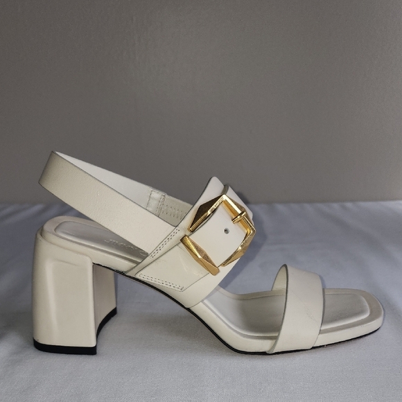Jimmy Choo Cream and Gold Heels with Chunky Block Heel - Picture 1 of 12